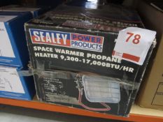 Sealey LP1 space warmer propane heater 9200 to 17000 BTU per hour, unused