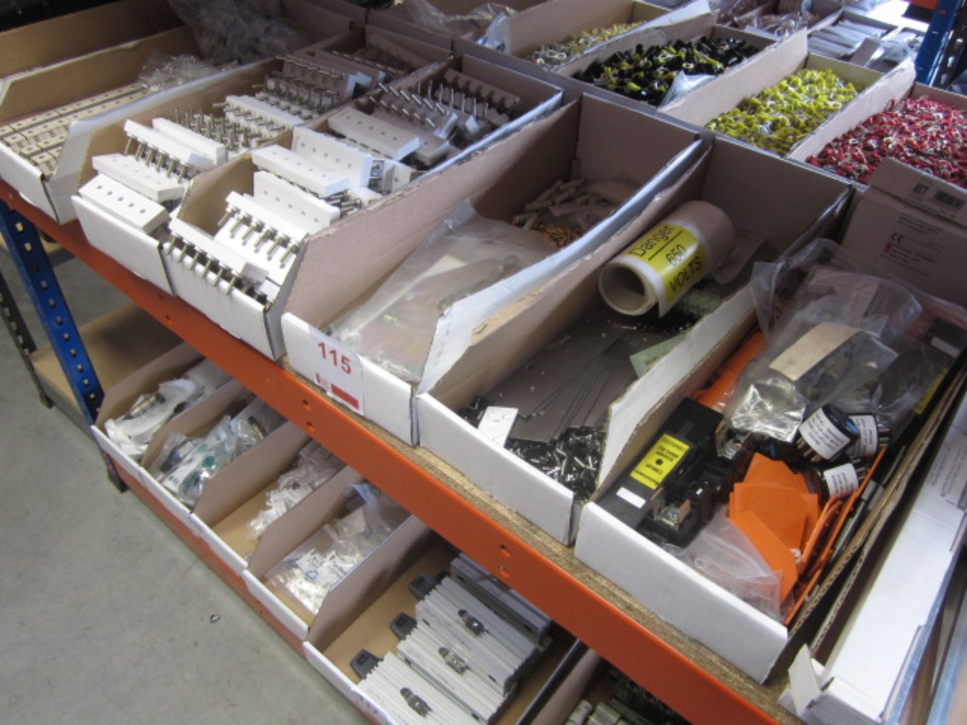 Contents of shelf - electrical components including terminal blocks & terminals