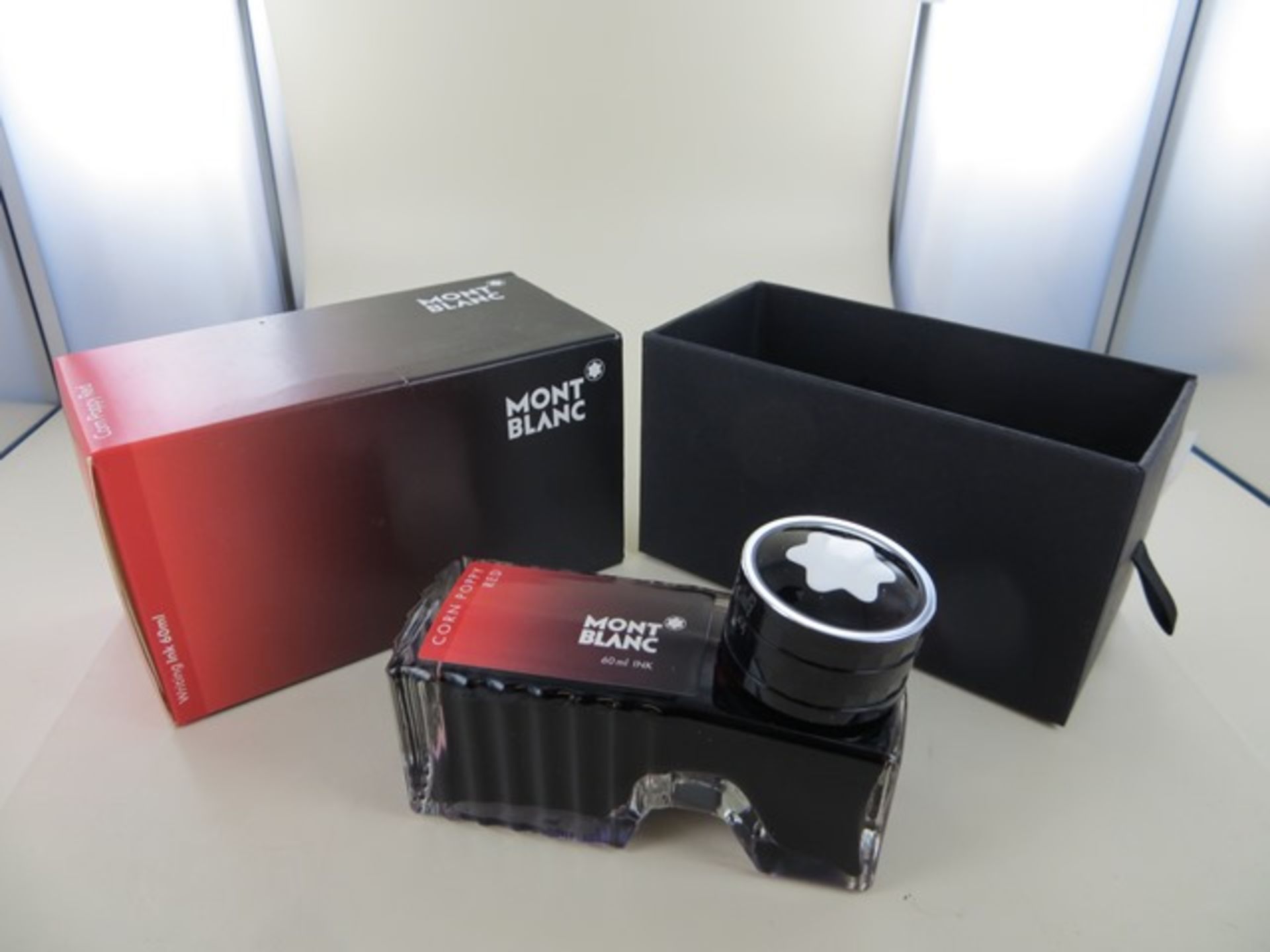 Two Montblanc Ink Bottles Corn Poppy Red 60ml Art No 1141432 RRP £16 each. Please note: This lot