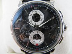 Montblanc Star 4810 Chronograph Automatic watch 43mm Black Dial with black alligator leather strap