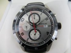 Montblanc Timewalker Chronograph Automatic watch 43mm steel collection with black leather strap with