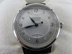 Montblanc Boheme Automatic Steel Silver Dial Ladies Date Watch 30mm with black alligator leather