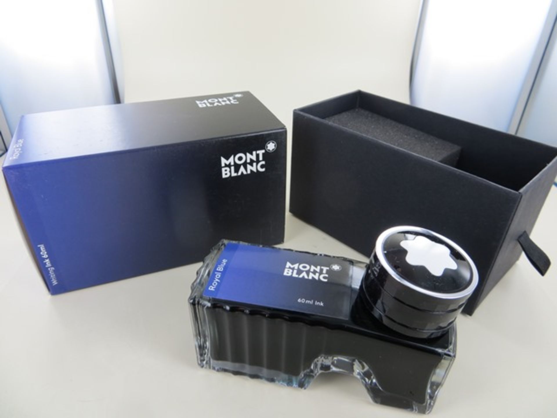 Two Montblanc Ink Bottles Royal Blue 60ml Art No 105192 RRP £16 each. Please note: This lot will