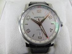 Montblanc Timewalker Voyager Automatic UTC watch 42mm steel collection with black alligator