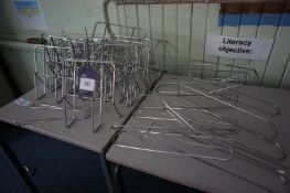 Quantity of various chrome music stands, to tables