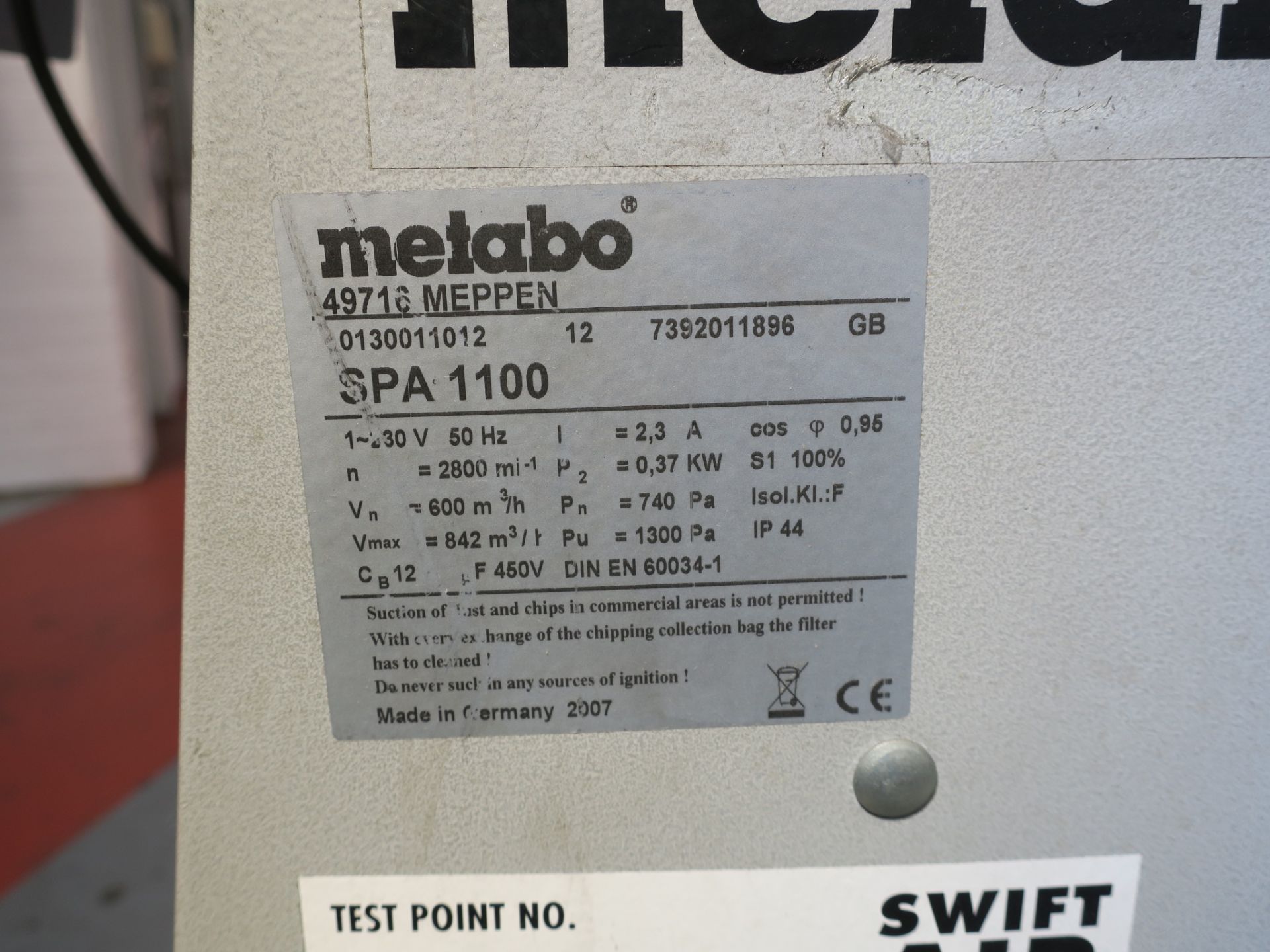 * Metabo Single Bag Dust Extractor - Image 3 of 3