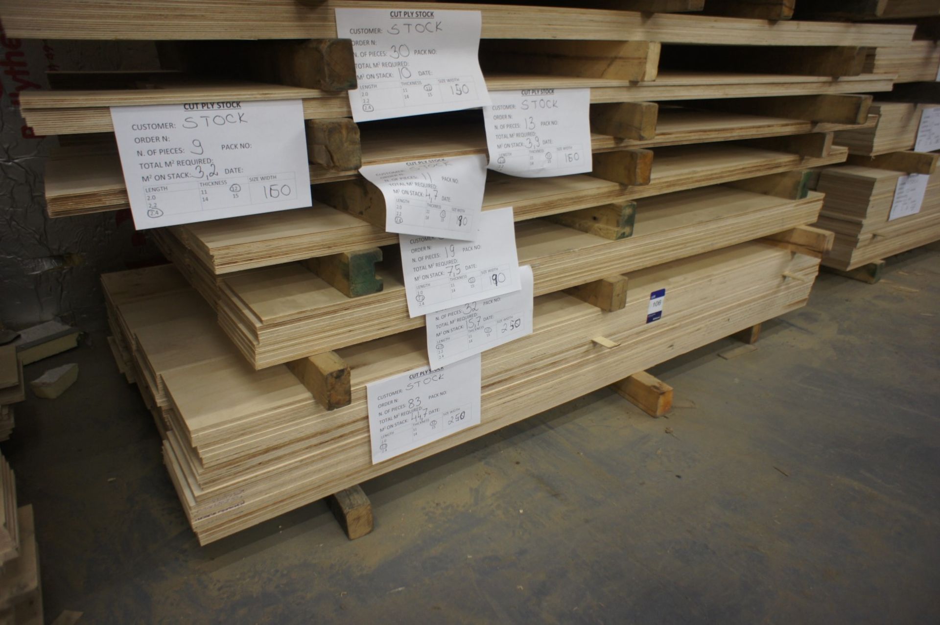 * Cut Ply - Various Sizes Please note there is a £5 plus VAT lift out fee on this lot.