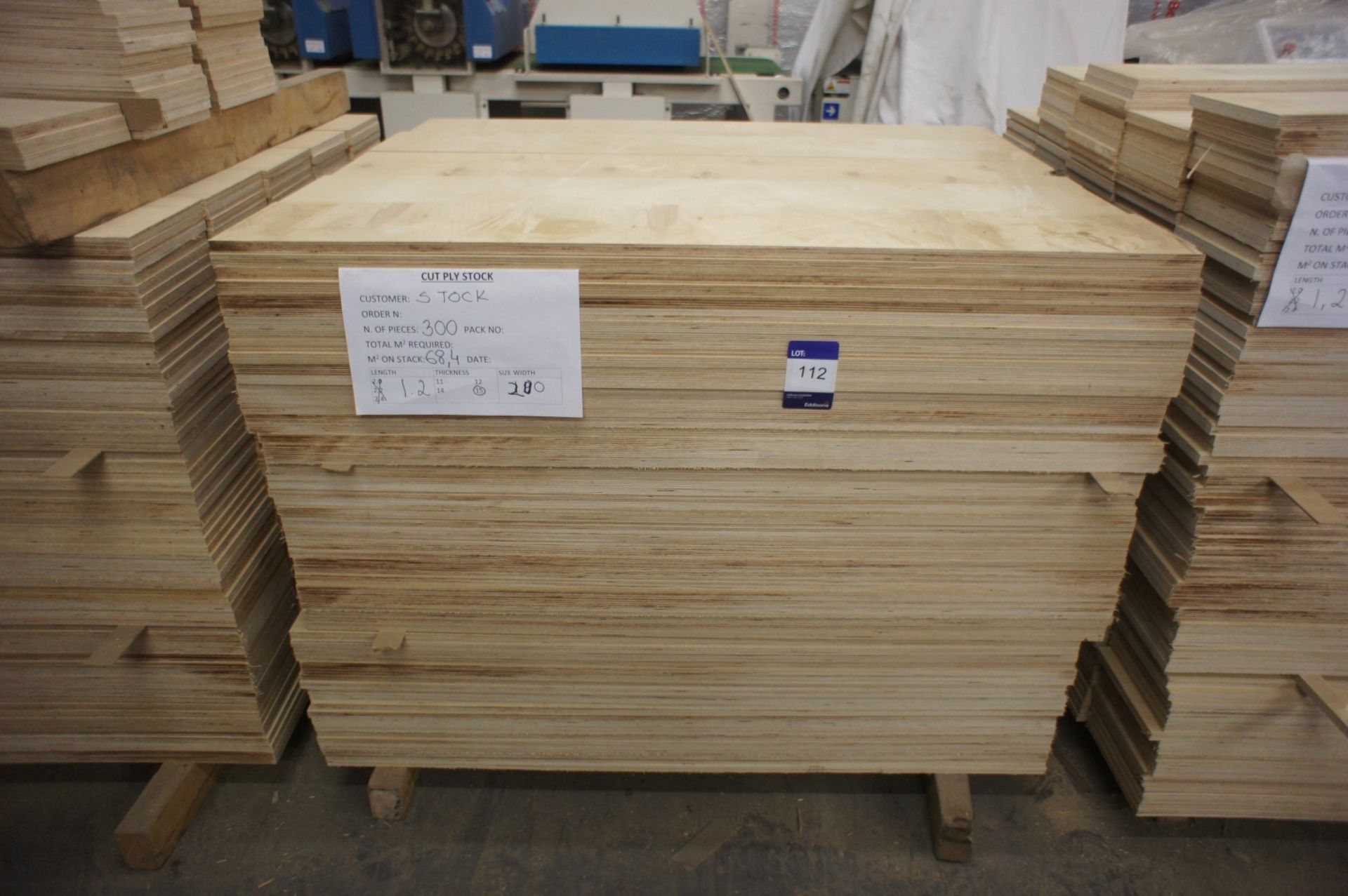 * Cut Ply - 300 pcs, 200 x 15 x 1200mm Please note there is a £5 plus VAT lift out fee on this lot. - Image 2 of 2