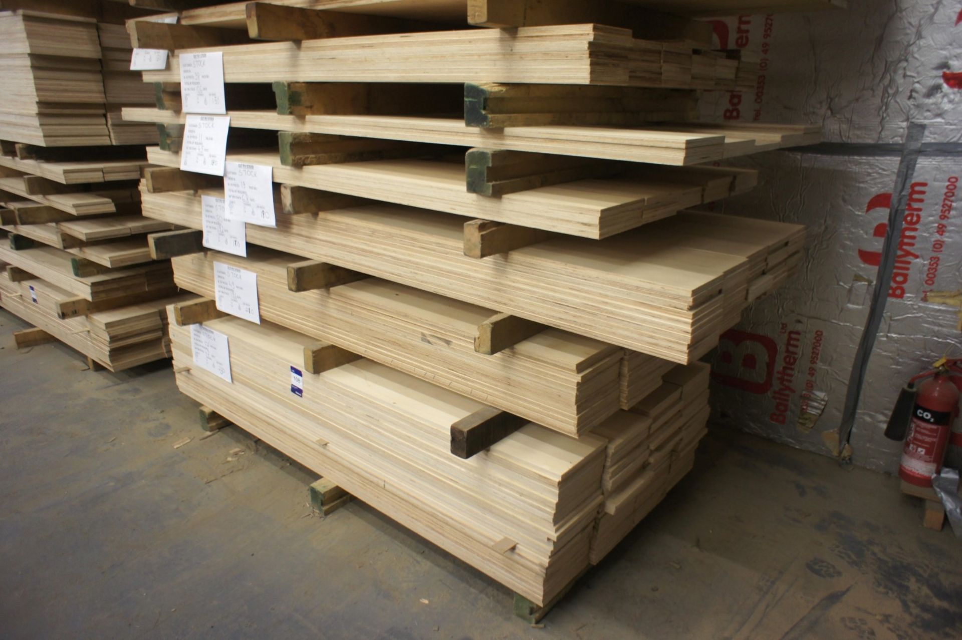 * Cut Ply - 108 pcs, various widths x 15 x 2400mm Please note there is a £5 plus VAT lift out fee on