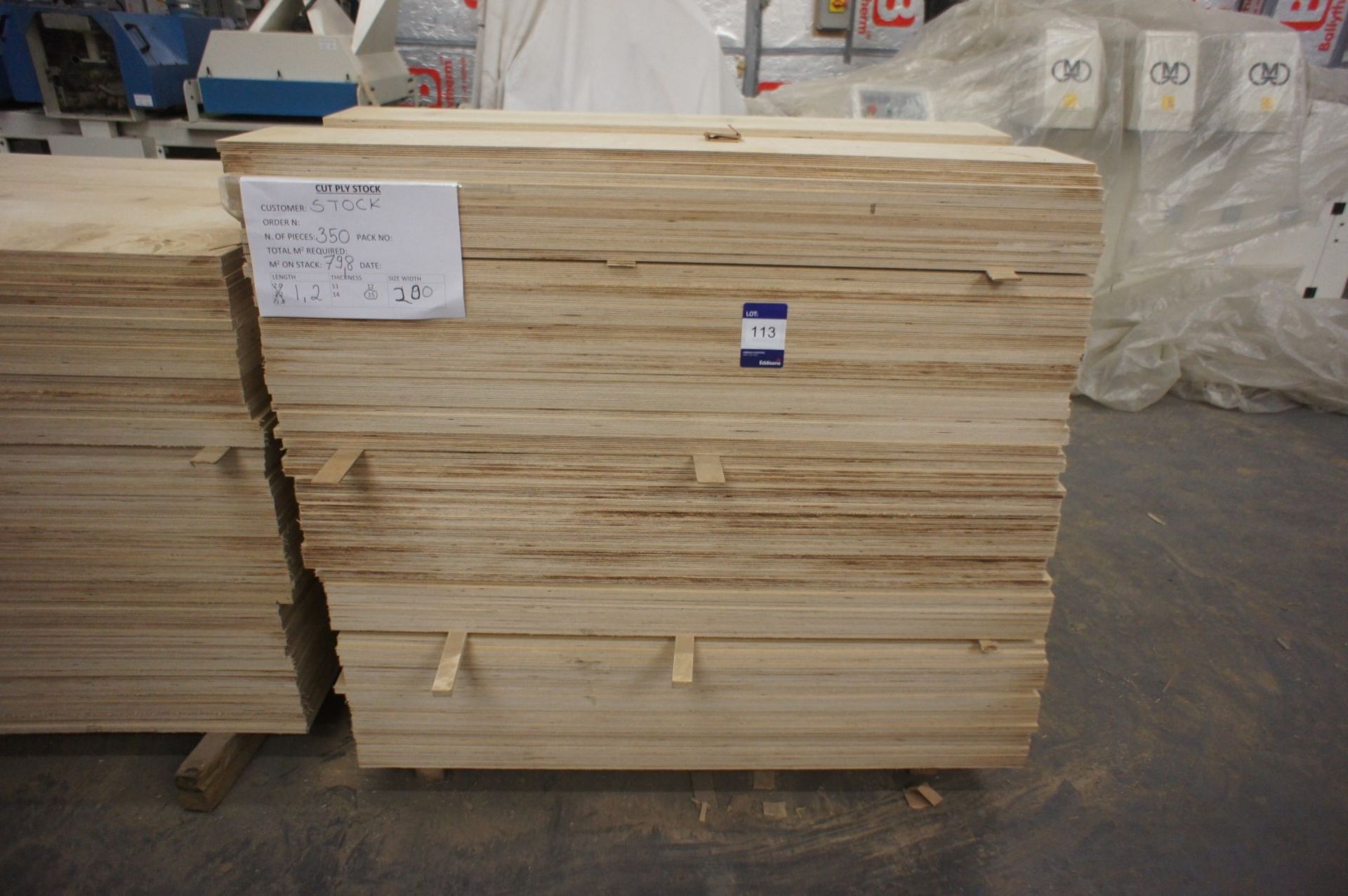 * Cut Ply - 350 pcs, 200 x 15 x 1200mm Please note there is a £5 plus VAT lift out fee on this lot. - Image 2 of 2