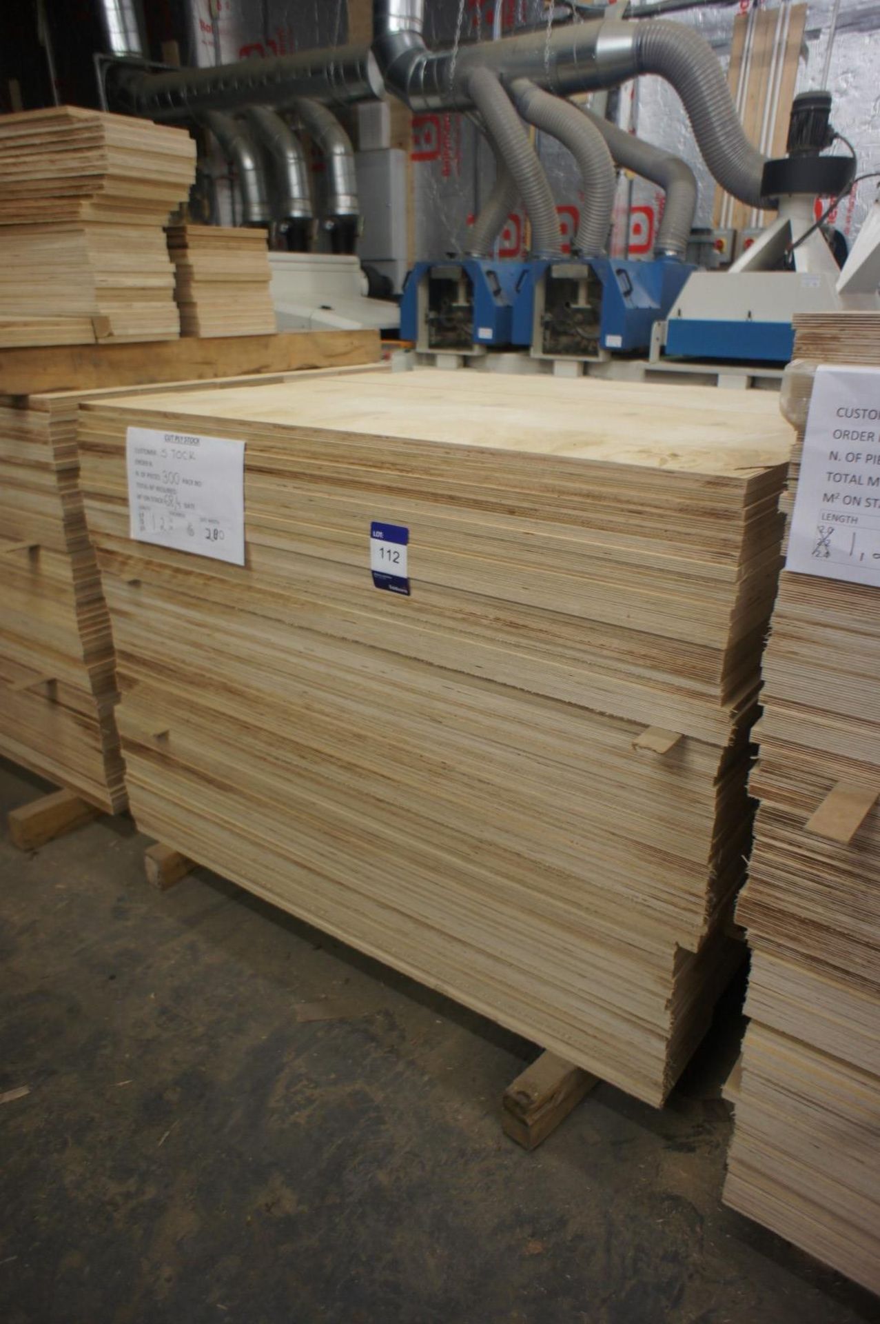 * Cut Ply - 300 pcs, 200 x 15 x 1200mm Please note there is a £5 plus VAT lift out fee on this lot.