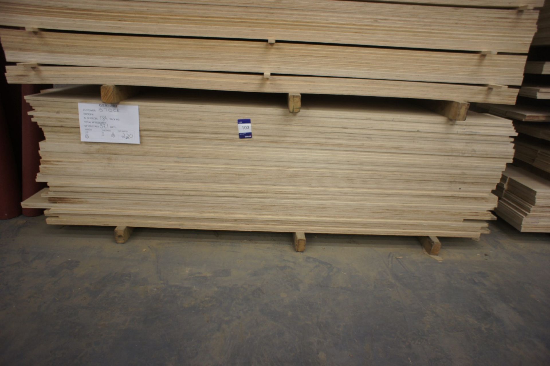 * Cut Ply - 184 pcs, 230 x 15 x 2400mm Please note there is a £5 plus VAT lift out fee on this lot. - Image 2 of 2