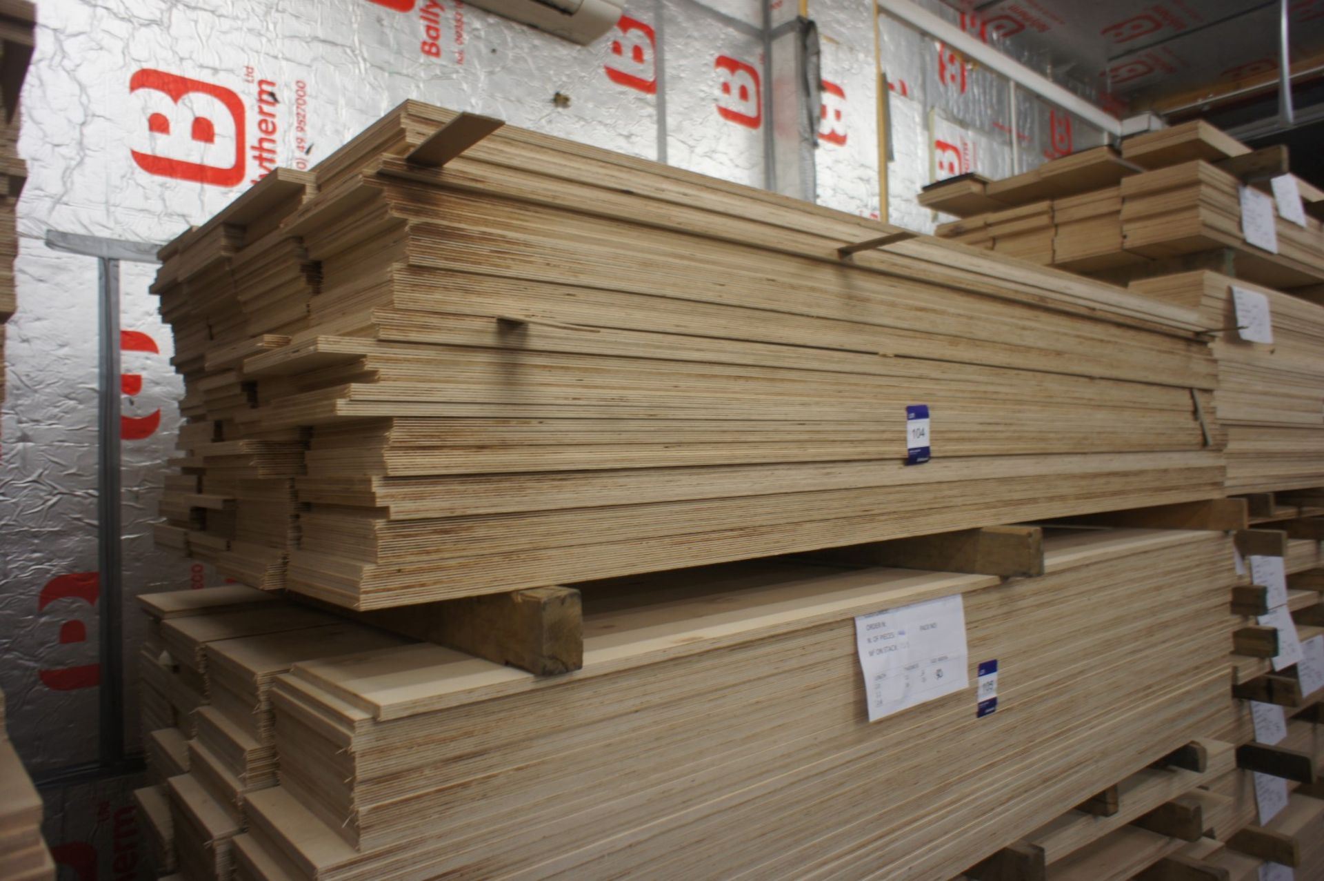 * Cut Ply - 136 pcs, 230 x 15 x 2400mm Please note there is a £5 plus VAT lift out fee on this lot.