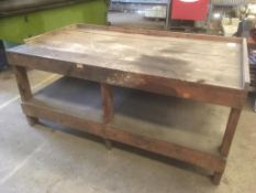 * Wooden Workbench 183 x 102 x 79cm High. Please note this lot is located in Barton. Viewing and