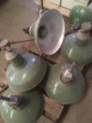 * 7 x Green Enamelled Metal Light Shades. Please note this lot is located in Barton. Viewing and