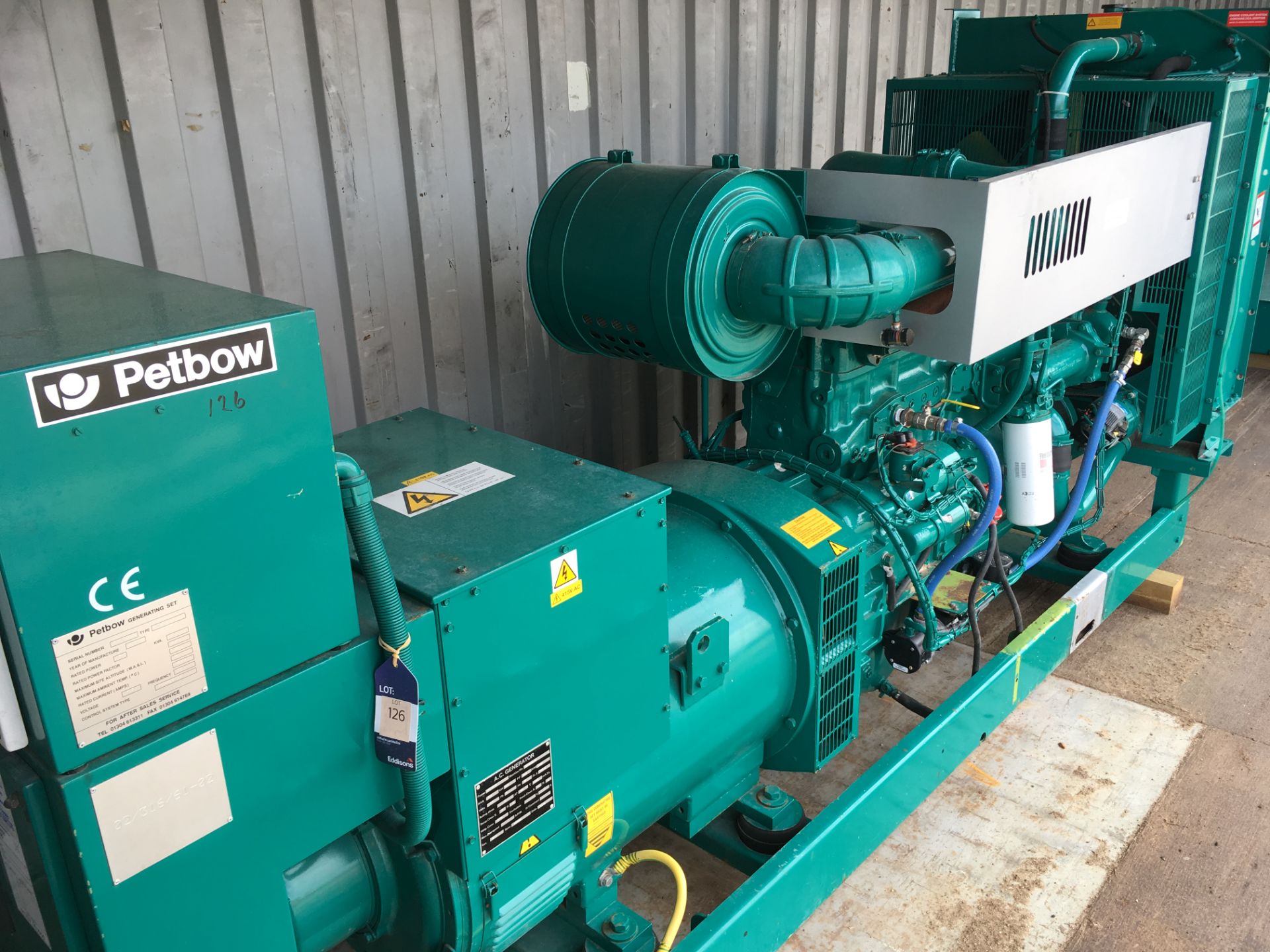 * Petbow 316KVA Standby Generator. A 1996 Petbow 316KVA Skid Mounted Diesel Generator with Cummins