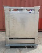 * A Stainless Steel IBG - 950 Litres. A Stainless Steel 950 Litre IBC with inspection cover, 2