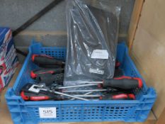 * A qty of contractor Flat Head Screwdrivers and a contractor 5PC Plier set
