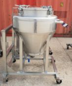 * Stainless Steel 150 Litre Mobile Vessel. A Stainless Steel 150 Litre Mobile Vessel, Outlet 1½''