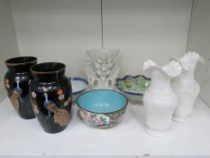 * A mixed selection of collectable items to include a Pair of white Porcelain Fluted Top Vases (