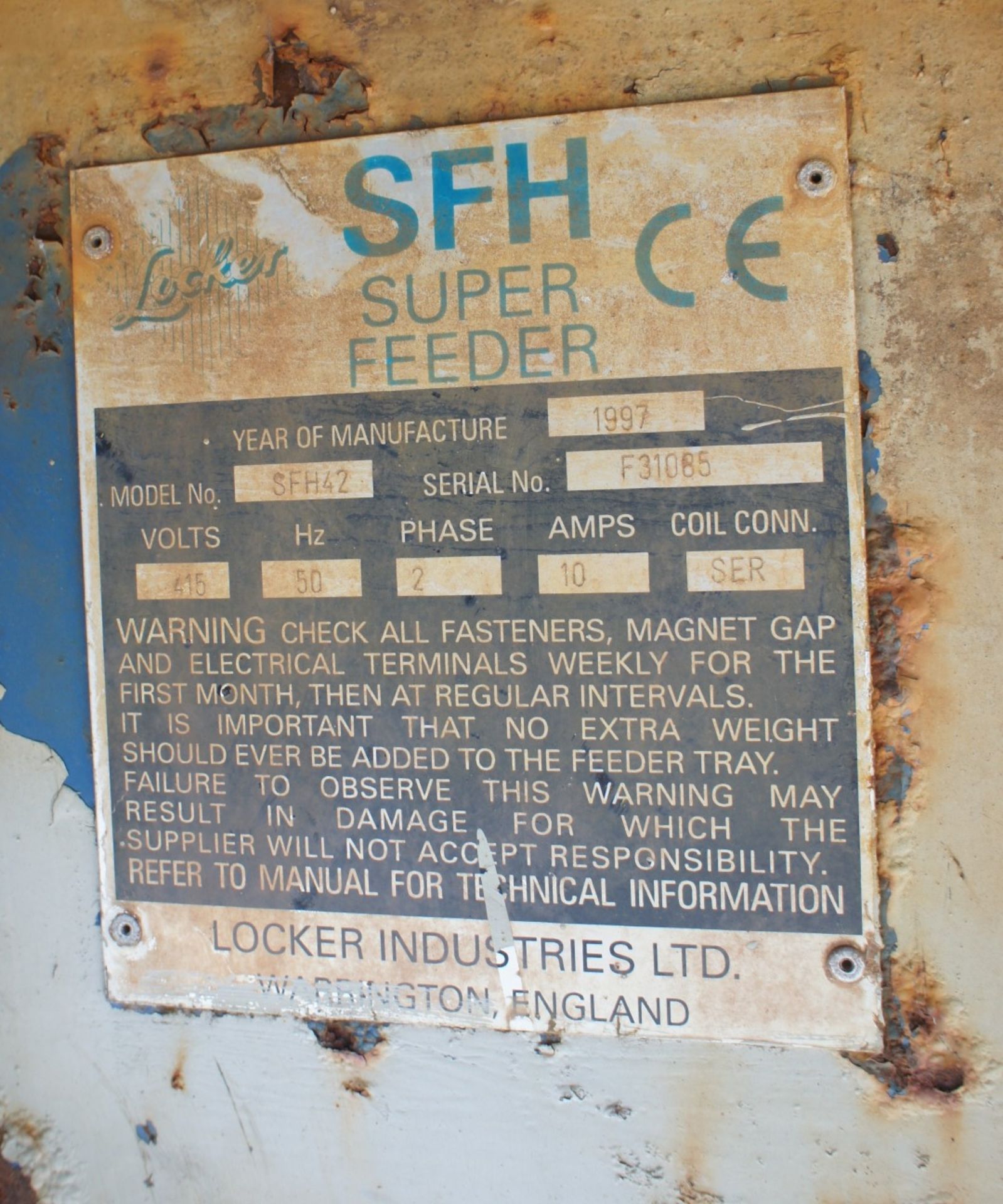 * 1997 SFH Super Feeder SFH12 variable belt feeder tray s/n F31085 - Bild 4 aus 4