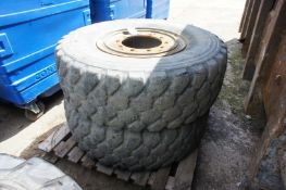 * 2 x 395/85 R20 Spare Rims and Tyres to suit Bedford 4 x 4 truck