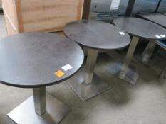 * Three Circular Topped Tables with s/steel base