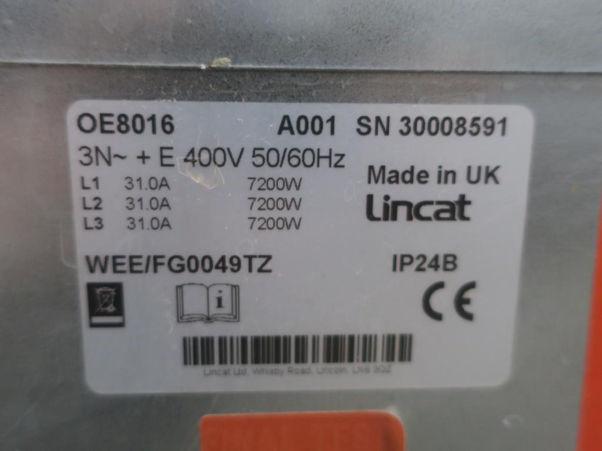 * A Lincat s/steel six plate Electric Cooker (model OE8016) with twin doors on wheels. Please note - Image 5 of 5