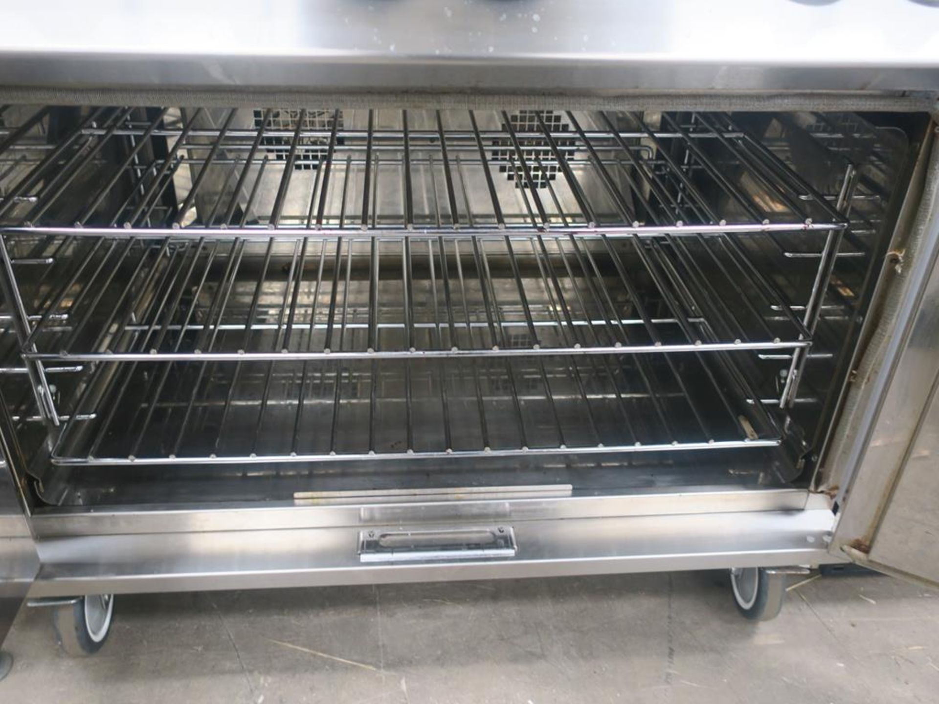 * A Lincat s/steel six plate Electric Cooker (model OE8016) with twin doors on wheels. Please note - Image 4 of 5