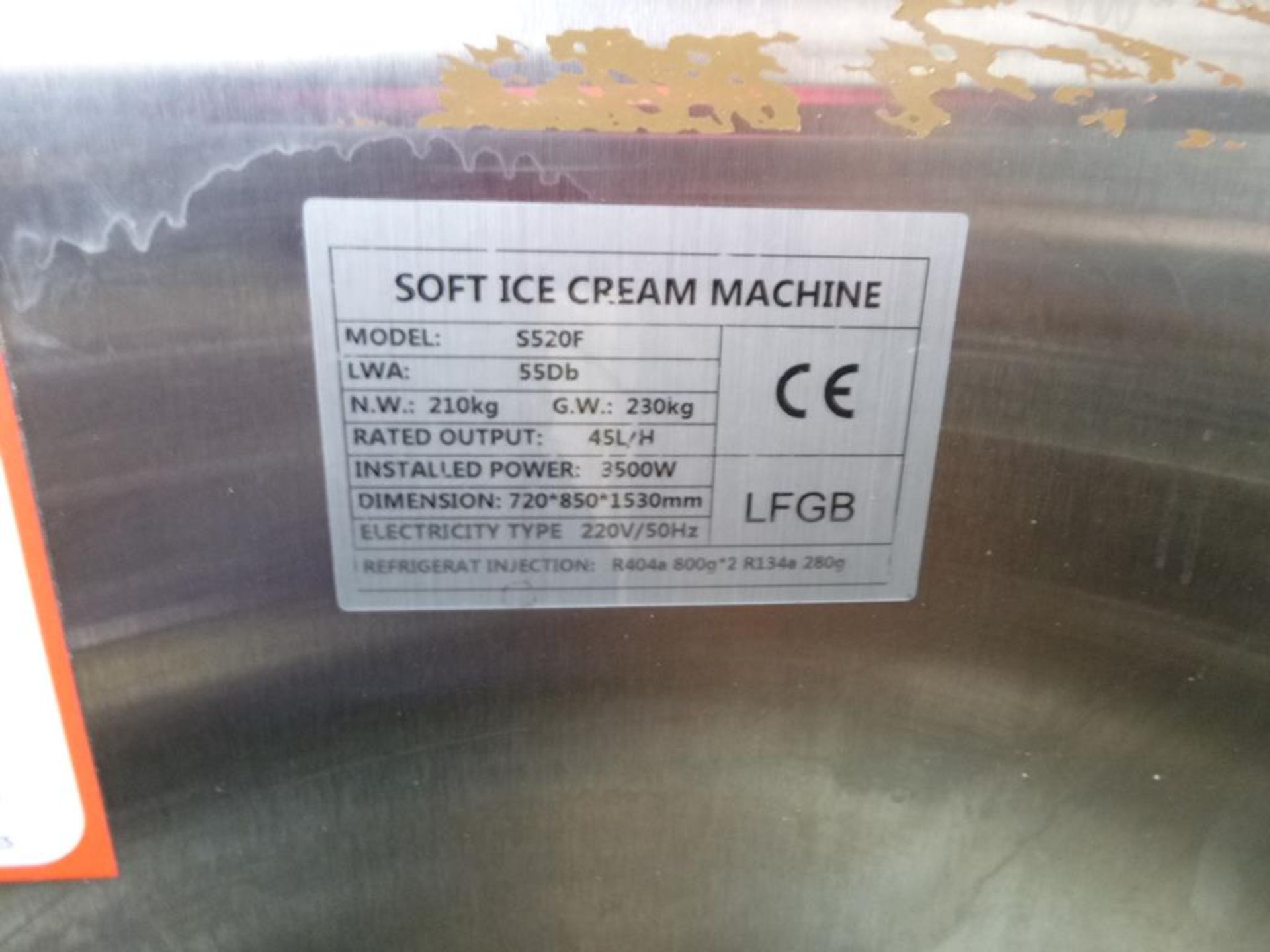 * A Used Proserve Soft Ice Cream Machine model S520F, Hopper: 12.5Ltr x 2, Cylinder: 2Ltr x 2, - Image 6 of 8