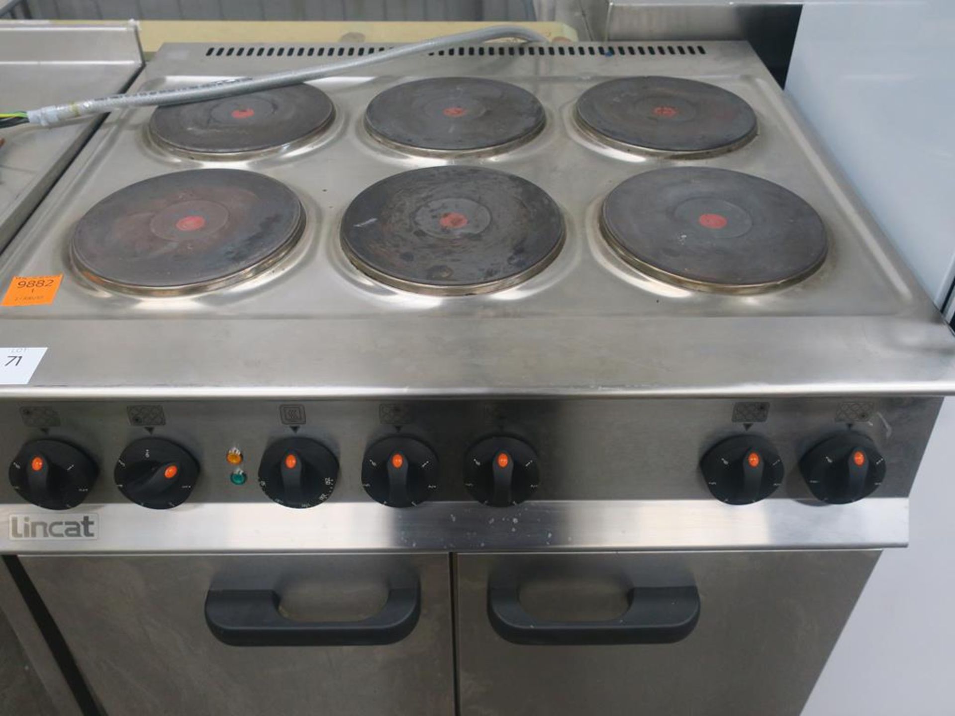 * A Lincat s/steel six plate Electric Cooker (model OE8016) with twin doors on wheels. Please note - Image 3 of 5