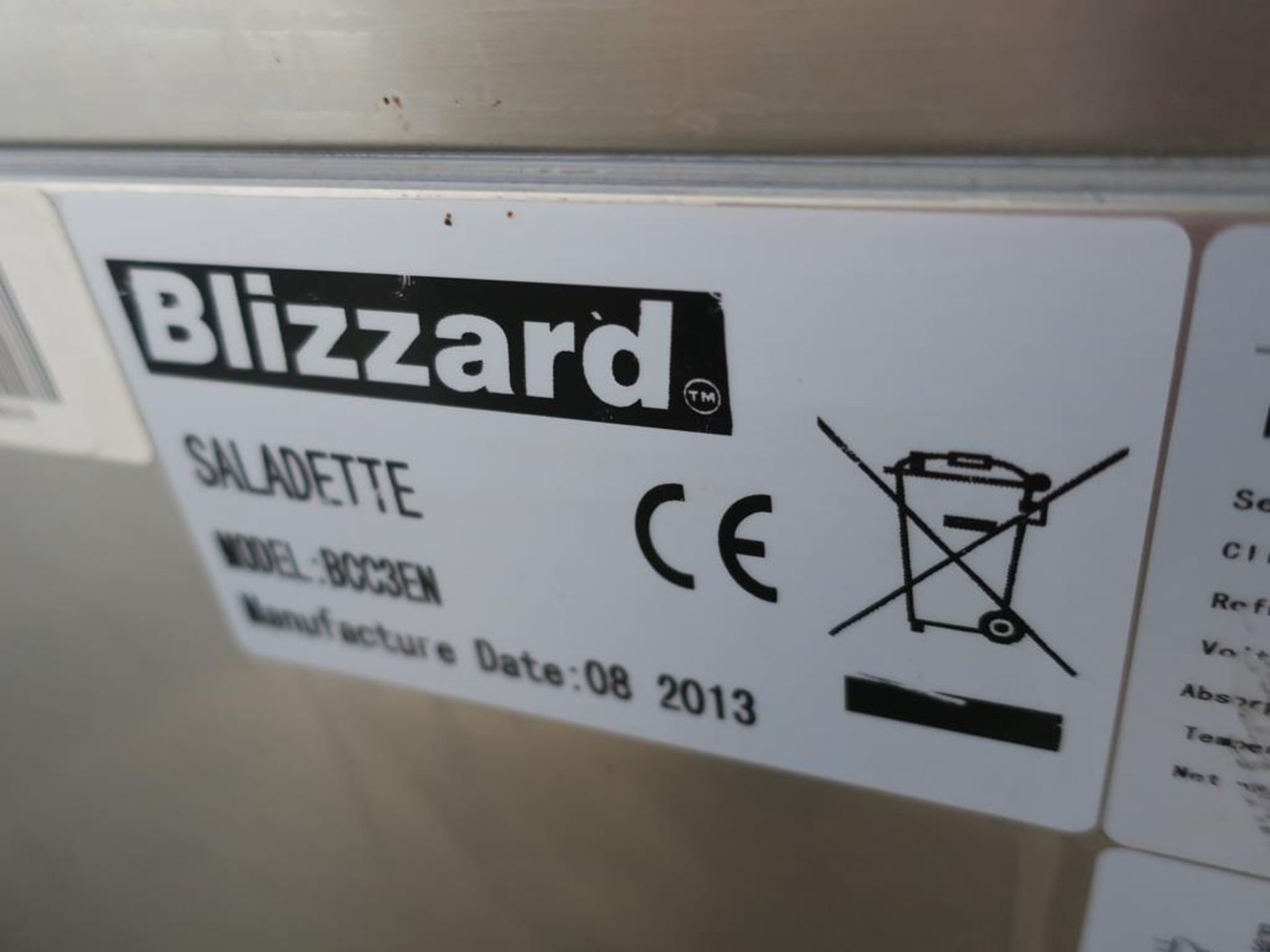 * A s/steel Blizzard Saladette (model BCC3EN) 376 litre Refrigerated Pizza/Salad Preparation Counter - Image 7 of 7