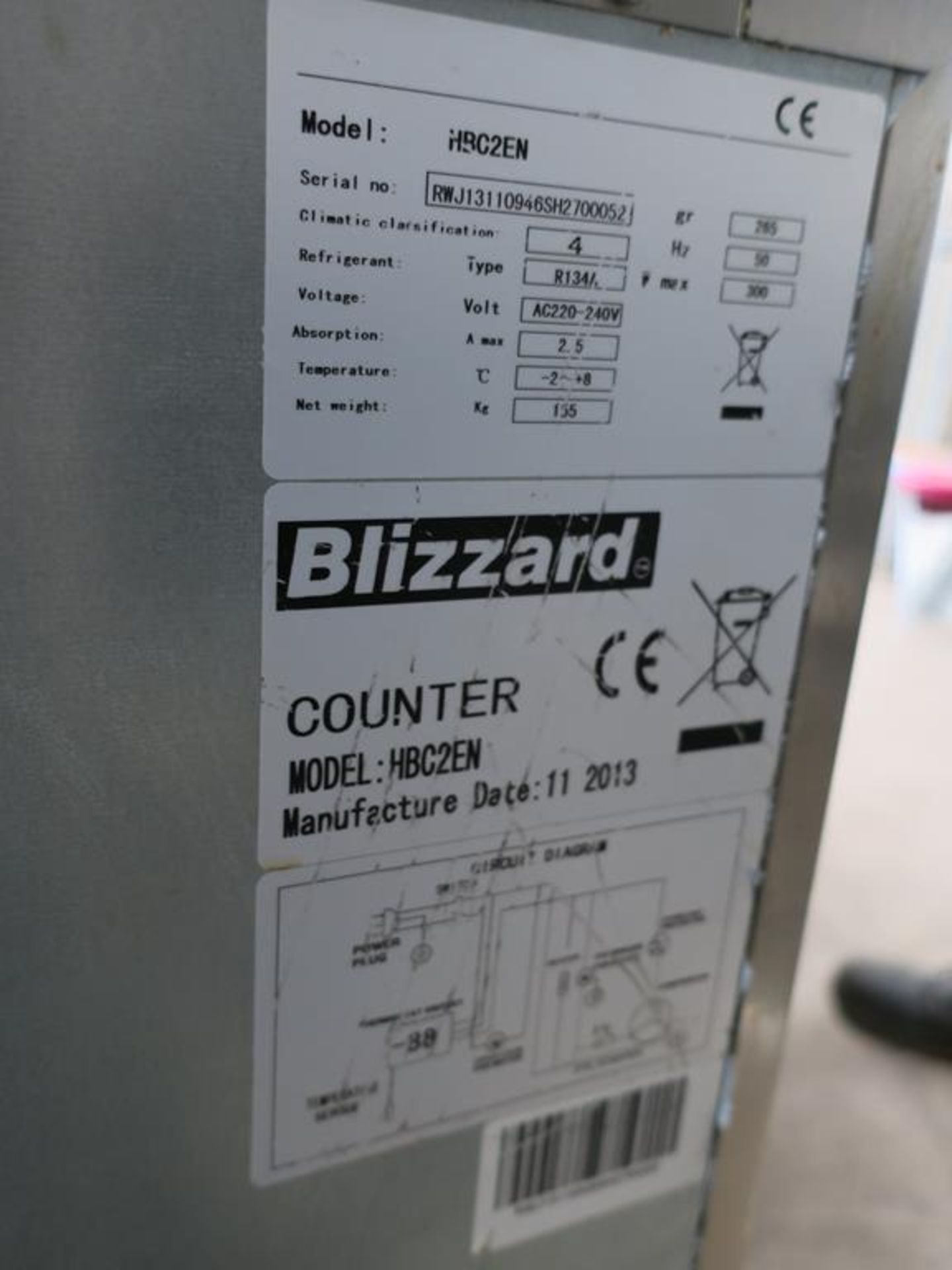 * A Blizzard (model HBC2EN) Refrigerated two door Preparation Counter s/steel 240V. Temperature - Image 5 of 5