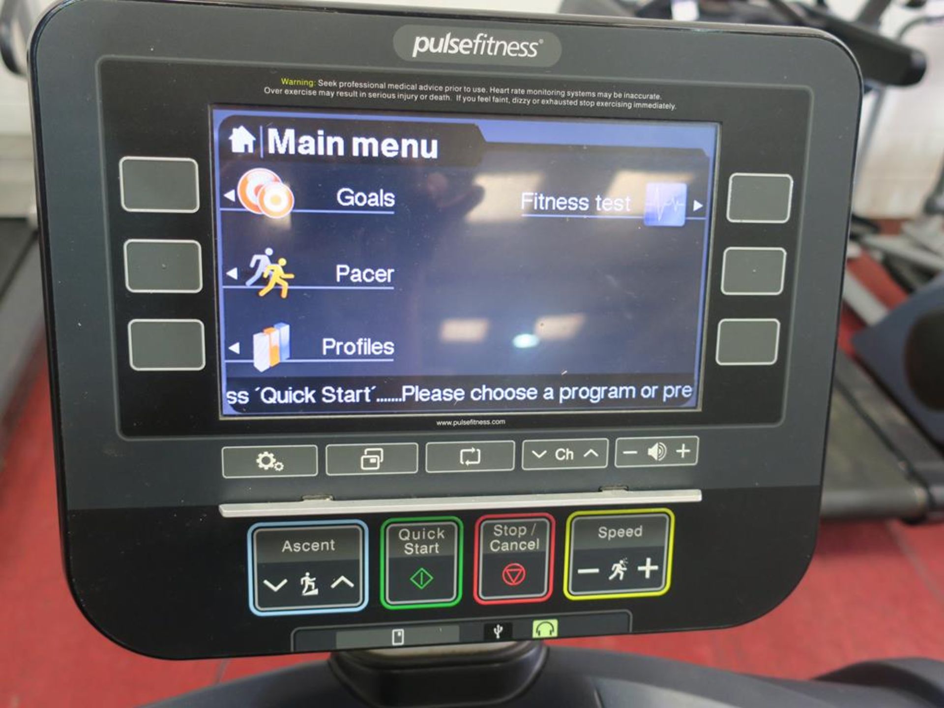 * A Pulse Fitness Model 260G Treadmill with interactive screen, heart rate monitors, cup holders, - Image 3 of 4