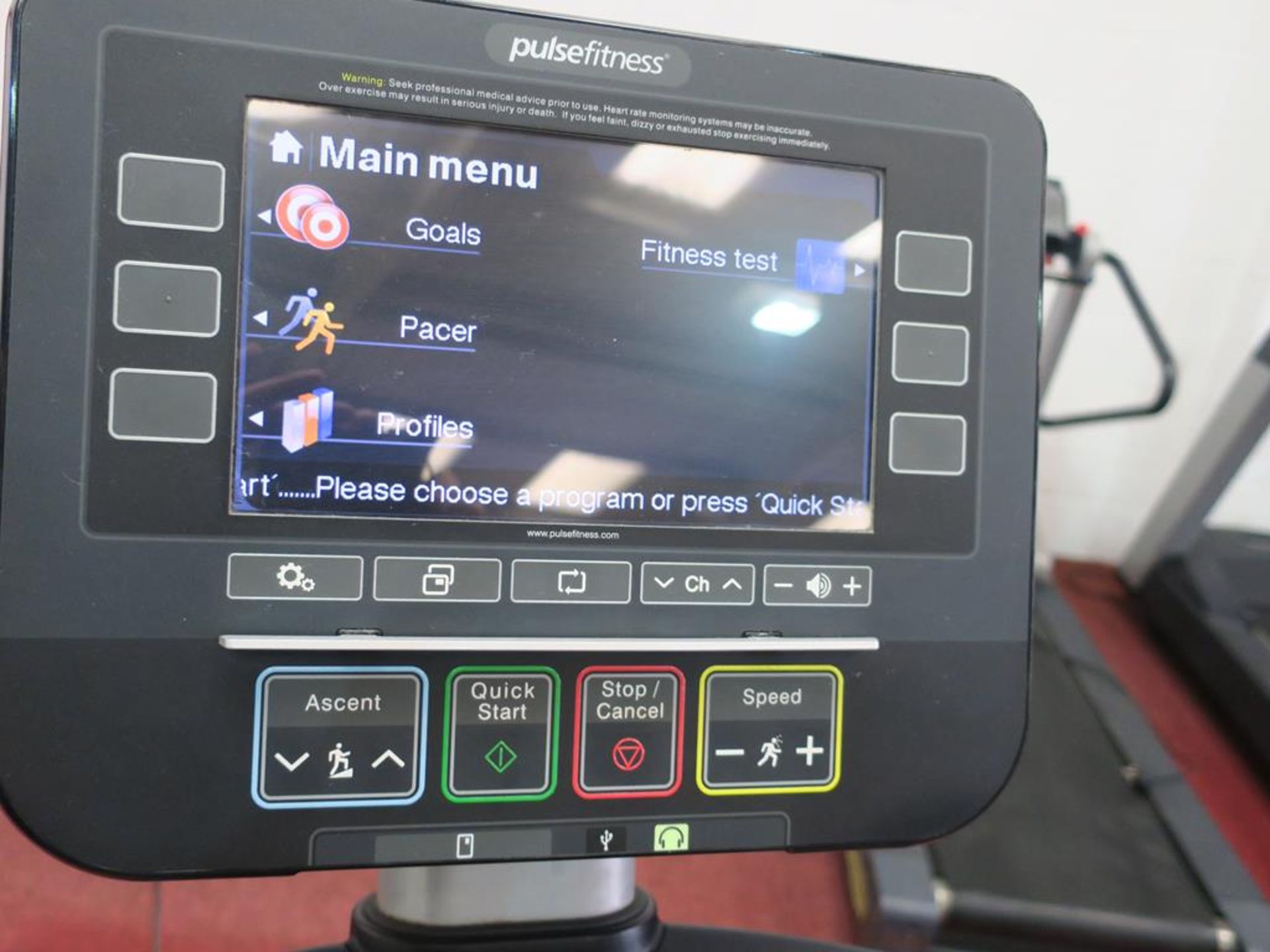 * A Pulse Fitness Model 260G Treadmill with interactive screen, heart rate monitors, cup holders, - Image 4 of 5