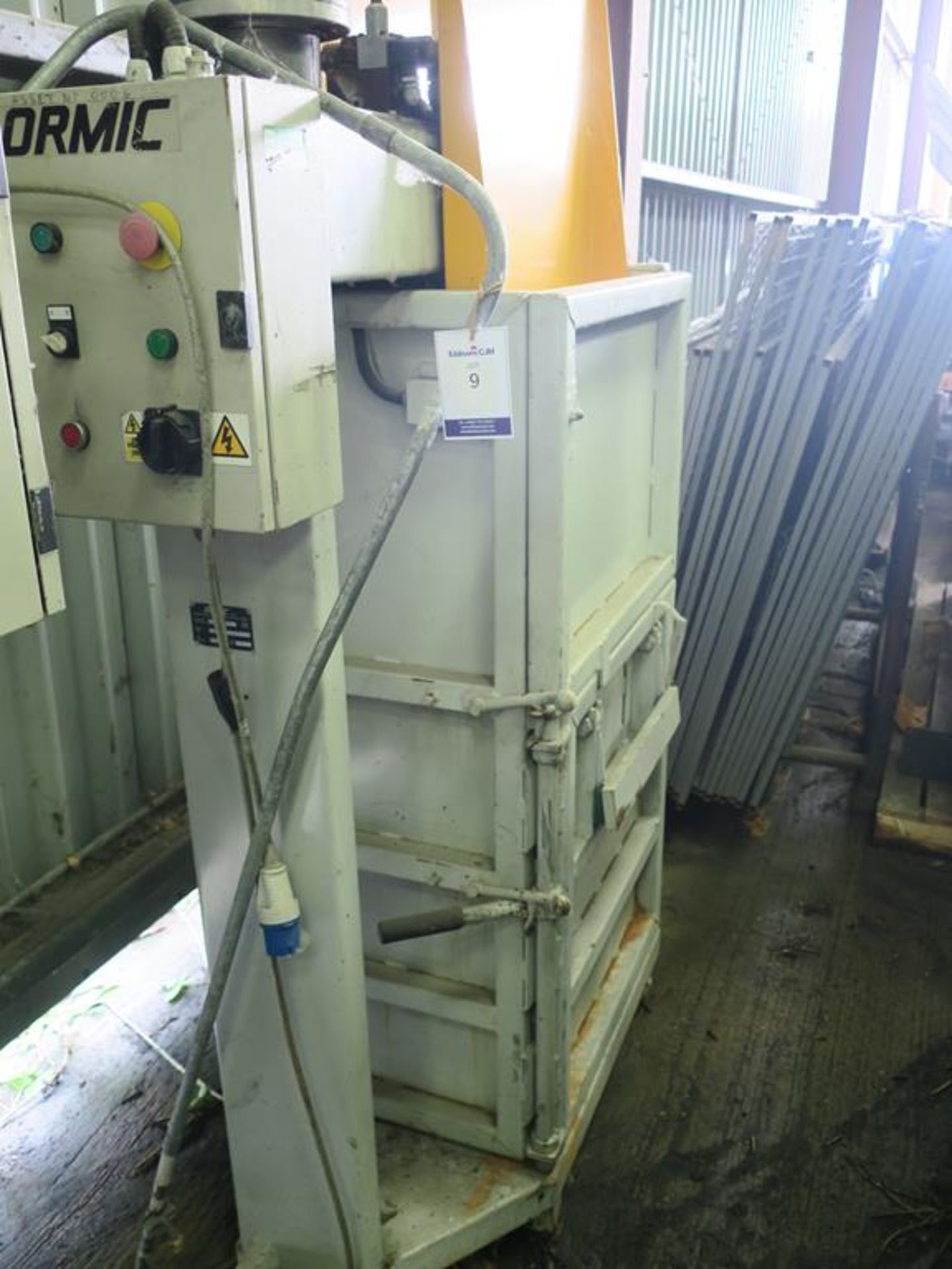 * Ormic Model E.4.AV Ton Vertical Waste Baler; Chamber Dimensions 710mm x 510mm x 1400mm High (