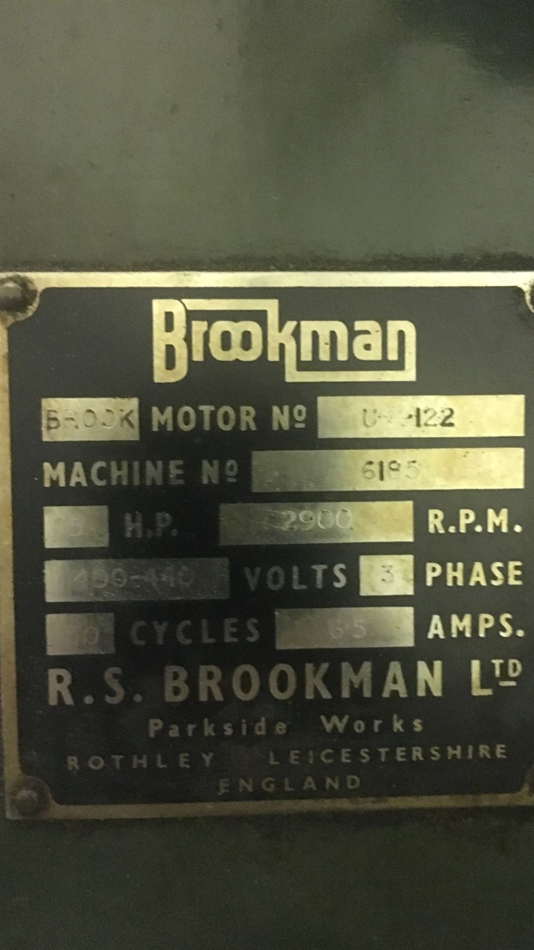 * Brookman Hydraulectric Chisel Morticer with Brook Motor, No U89122; Machine No 6185; 5HP; 2900 - Image 4 of 5