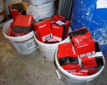 Assortment of Hilti fixings to buckets, including