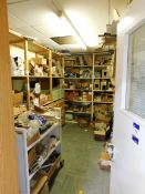 Large quantity of assorted fixings to stock room, including door fittings, locks, hinges, drawer