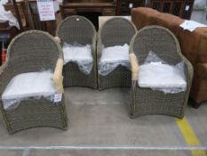 A set of Four Brand New Conservatory Cane Chairs with Loose Cushions (H89cm W60cm D60cm) (4) (