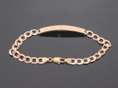 A 9CT Gold Bracelet engraved 'DO NOT RESUSCITATE' weighing approx 9g (est £90-£120)