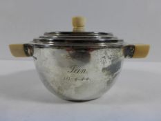 A Walker and Hall Silver Tureen (?) (Sheffield 1937/8) with Bone Handles & Lid Top (est £70-£100)