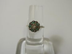 An Emerald and Diamond Silver Ring (size N1/2) (est £20-£40)