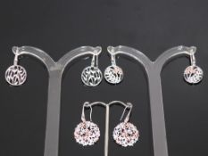 * Three pairs of new, 'Unique' Silver Plated Earrings (ME523, 561, 567) (3) (RRP £200)