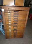 Antique Printers Typset Case Cabinet with 18 Drawers, 4 Drawers Still contain Typset, among the