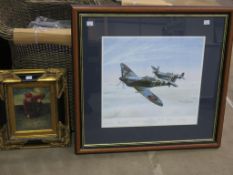 An Edward Fox framed 'Ace High' Print of Lt Henry 'Pat' Lardner-Burke flying his Spitfire 'Mykraine