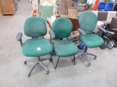 * 3 x Green Office Chairs