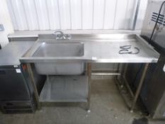 A Stainless Steel Single Sink Unit with Splash Back