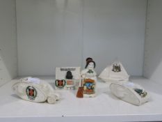 Five pieces of Crested China including a Carlton China City of Durham Crested 'The British Tank',
