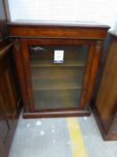 A Victorian Walnut and Marquetry Inlaid Display Cabinet with gilt metal mounts and single door